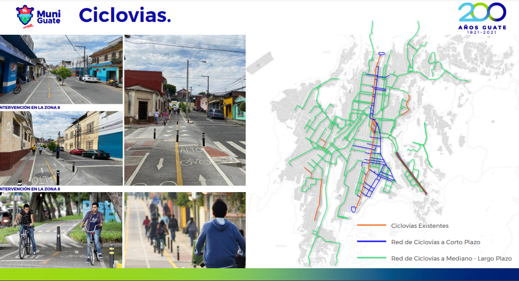 Según la Municipalidad de Guatemala las Ciclovías mejoran el ordenamiento del tránsito.